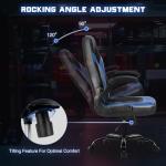 DUMOS Ergonomic Computer Gaming Chair - Home Office Desk with PU Leather Lumbar Support, Height Adjustable Big and Tall Video Game with Flip-up Armrest, Swivel Wheels for Adults and Teens