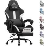 GTRACING Gaming Chair with Foot Rest & Pocket Spring Cushion, Breathable Fabric for Home Office Desk, Ergonomic High Back Computer Chair with Headrest & Lumbar Support, Black