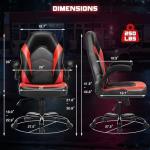 Gaming Ergonomic Office Chair for Adults, Height Adjustable Computer Desk Chair with Flip-up Armrests, PU Leather Swivel Video Game Chair with 360° Rolling Wheels, Red