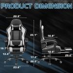 Homall Gaming Chair, Video Game Chair with Footrest and Massage Lumbar Support, Ergonomic Computer Chair Height Adjustable with Swivel Seat and Headrest (White)