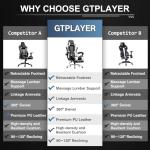 GTPLAYER Gaming Chair, Computer Chair with Footrest and Lumbar Support, Height Adjustable Game Chair with 360°-Swivel Seat and Headrest and for Office or Gaming (White)