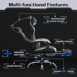 Yaheetech Gaming Chair, Video Game Chair with Massage Lumbar Support and Footrest Height Adjustable Ergonomic Computer Gaming Chair with Swivel Seat and Headrest, Black/White