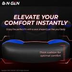 N-GEN Video Gaming Chair Ergonomic Computer Desk Office Chair with Lumbar Support Adjustable Height Swivel Wheels Flip-Up Arms PU Leather Home and Office (Blue)