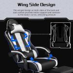 Yaheetech Gaming Chair, Video Game Chair with Massage Lumbar Support and Footrest Height Adjustable Ergonomic Computer Gaming Chair with Swivel Seat and Headrest, Black/White