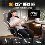 GTRACING Gaming Chair with Foot Rest & Pocket Spring Cushion, Breathable Fabric for Home Office Desk, Ergonomic High Back Computer Chair with Headrest & Lumbar Support, Black