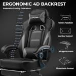 GTPLAYER Gaming Chair with Footrest, Big and Tall Computer Game Chair 350lb Racing Style, Ergonomic High Back Lumbar Support and Recliner, Moon Gray