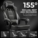 GTPLAYER Gaming Chair with Footrest, Big and Tall Computer Game Chair 350lb Racing Style, Ergonomic High Back Lumbar Support and Recliner, Moon Gray