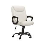 Amazon Basics Classic Puresoft PU Padded Mid-Back Height Adjustable Office Computer Desk Chair with Armrest, 26"D x 23.75"W x 42"H, Cream