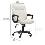 Amazon Basics Classic Puresoft PU Padded Mid-Back Height Adjustable Office Computer Desk Chair with Armrest, 26"D x 23.75"W x 42"H, Cream