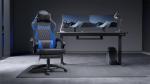Dowinx Gaming Chair with Pocket Spring Cushion, Ergonomic Computer Chair with Massage Lumbar and Footrest for Adults, High Back Game Chair Leather for Office Gaming 300LBS, Blue New