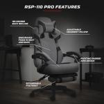 RESPAWN 110 Pro Gaming Chair - Gaming Chair with Footrest, Reclining Gaming Chair, Video Gaming Computer Desk Chair, Adjustable Desk Chair, Gaming Chairs for Adults with Headrest Pillow - Grey Fabric