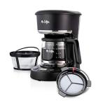 Mr. Coffee Programmable Coffee Maker 5 Cups with Auto Pause Glass Carafe Compact Design Black