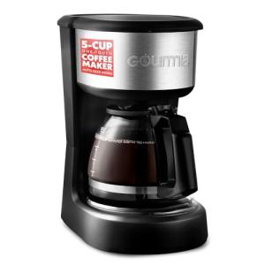 Gourmia 5-Cup One-Touch Drip Coffee Maker, Compact Countertop Coffee Machine with Auto Keep-Warm, Pause & Serve, Removable Filter Basket, Water-Level Indicator, Glass Carafe GCM3510