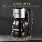 Nehilumn 4-5 Cups Drip Coffee Maker, Coffee Pot Machine Permanent Coffee Filter, Mini,20Oz Electric Coffee Maker,650W Black and Stainless Steel