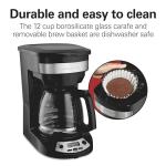 Hamilton Beach 12 Cup Programmable Drip Coffee Maker, Brew Options, Glass Carafe (46299), Black with Stainless Accents