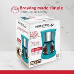 Holstein Housewares 5 Cup Drip Coffee Maker – Compact and User-Friendly with Auto Pause & Serve, Reusable Filter, Measuring Spoon & Glass Carafe, Office & Dorm Use, Teal