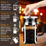 YMMIND French Press Coffee Maker 304 Stainless Steel Coffee Press,with 4 Filters System, Heat Resistant Thickness Borosilicate French Press Glass, BPA-Free Brewed Tea Pot Coffee Plunger(Copper 12oz)