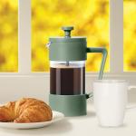 Oggi French Press Coffee Maker (12oz)- Borosilicate Glass, Coffee Press, Single Cup French Press, 3 cup Capacity, Olive