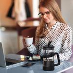 RAINBEAN Mini French Press Coffee Maker, 12 oz, Camping Coffee Press Pot, Small French Press, Tea and Frothed Milk Press (Black, 12 oz)