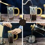 Sivaphe 12 oz French Press Coffee/Tea Maker Single Cup Espresso Press Stainless Steel Filter 0.35L High Borosilicate Carafe Durable Bamboo Handle Small Coffee Maker