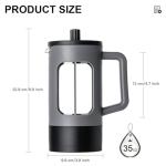 YOLIFE French Press Coffee Maker, 34 oz / 4 Cup Coffee Tea Press with Heat-resistant Borosilicate Glass, 4-Level Filtration Systems, Cold Brew Coffee Maker for Camping Travel Gifts, Grey and Black