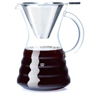Unbreakable - Pour Over Coffee Maker with Permanent Stainless Filter 32 fl oz, Thickened Heat-Resistant Borosilicate Glass Dripper Coffee Brewer, Stovetop Safe