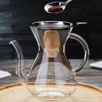 Unbreakable - Pour Over Coffee Maker with Double Stainless Filter 34 fl oz, Thickened Heat-Resistant Borosilicate Glass Pour Over Coffee Dripper, Stovetop Safe