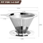 ANNMEXX Upgraded Pour Over Coffee Filter, Coffee Dripper, Paperless Mess Stainless Steel Coffee Filter, Maker One to Two Cup, Keeping Nature Coffee Flavour, Easy to Use and Clean (Large)