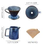 HYAXGM Pour Over Coffee Maker,Ceramic Coffee Maker With 40 pcs V60 Paper Filter，15oz/450ml Pour Over Coffee Dripper (Starry Blue, V02)