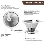 ANNMEXX Upgraded Pour Over Coffee Filter, Coffee Dripper, Paperless Mess Stainless Steel Coffee Filter, Maker One to Two Cup, Keeping Nature Coffee Flavour, Easy to Use and Clean (Large)