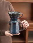 HYAXGM Pour Over Coffee Maker,Ceramic Coffee Maker With 40 pcs V60 Paper Filter，15oz/450ml Pour Over Coffee Dripper (Starry Blue, V02)