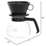 Melitta Pour-Over Coffee Brewer W/ Glass Carafe, Holds 6 - 6 Oz Cups, Black