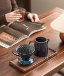 HYAXGM Pour Over Coffee Maker,Ceramic Coffee Maker With 40 pcs V60 Paper Filter，15oz/450ml Pour Over Coffee Dripper (Starry Blue, V02)