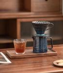 HYAXGM Pour Over Coffee Maker,Ceramic Coffee Maker With 40 pcs V60 Paper Filter，15oz/450ml Pour Over Coffee Dripper (Starry Blue, V02)