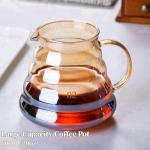 CHDEXU Pour Over Coffee Maker Set 20 oz, 600 ml Borosilicate Glass Coffee Server with Glass Lid, 50 pcs Paper Filter, Walnut Handle Pour Over Coffee Dripper for Home Café Restaurant, Gold