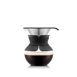Bodum 17oz Pour Over Coffee Maker, High-Heat Borosilicate Glass with Reusable Stainless Steel Filter and Black Sleeve - Made in Portugal