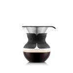 Bodum 17oz Pour Over Coffee Maker, High-Heat Borosilicate Glass with Reusable Stainless Steel Filter and Black Sleeve - Made in Portugal