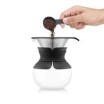Bodum 17oz Pour Over Coffee Maker, High-Heat Borosilicate Glass with Reusable Stainless Steel Filter and Black Sleeve - Made in Portugal