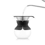 Bodum 17oz Pour Over Coffee Maker, High-Heat Borosilicate Glass with Reusable Stainless Steel Filter and Black Sleeve - Made in Portugal