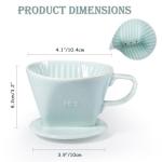 Noarixa Pour Over Coffee Dripper, Ceramic Pour Over Coffee Maker with 3 Holes Flat Bottom, Easy Manual Brew Maker, Porcelain Slow Filter Cone for Travel, Camping, Office, Home, GR