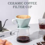 Noarixa Pour Over Coffee Dripper, Ceramic Pour Over Coffee Maker with 3 Holes Flat Bottom, Easy Manual Brew Maker, Porcelain Slow Filter Cone for Travel, Camping, Office, Home, GR