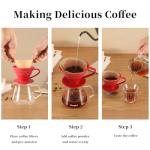 Mongdio V60 Ceramic Pour Over Coffee Dripper, Reusable Porcelain Portable Pour Over Coffee Maker, Slow Brewing Accessories with 1 Holes for Home - Size 01 Red