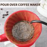 Mongdio V60 Ceramic Pour Over Coffee Dripper, Reusable Porcelain Portable Pour Over Coffee Maker, Slow Brewing Accessories with 1 Holes for Home - Size 01 Red
