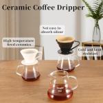 Mongdio V60 Ceramic Pour Over Coffee Dripper, Reusable Porcelain Portable Pour Over Coffee Maker, Slow Brewing Accessories with 1 Holes for Home - Size 01 Red