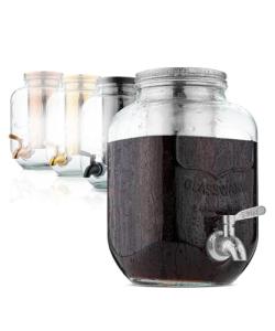 BTaT- Cold Brew Coffee Maker, 1 Gallon Mason Jars Drink Dispenser, Gallon Cold Brew Coffee Maker, Iced Tea Maker, Cold Brew Coffee Carafe, Beverage Dispenser, Glass Dispenser, Cold Brew System