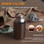 JunVpic Cold Brew Coffee Maker Jar - 64oz Thick Glass Multipurpose Mason Pitcher Spout Lid with Handle & Stainless Steel Filter for Iced Coffee, Lemonade, Ice Tea, Homemade Fruit Drinks Container
