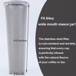 HomeCheer 2 Set 64 oz (2 Quart), Black Cold Brew Coffee Maker, Iced Tea Machines, Thick Glass with Pour Spout Handle Lid, Stainless Steel Filter for Iced Coffee, Fruit Drinks or Sun Tea (2)