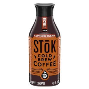 SToK Cold Brew Coffee, Un-sweet Black Espresso Blend, 48 oz. Bottle