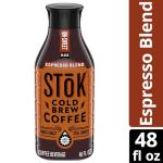 SToK Cold Brew Coffee, Un-sweet Black Espresso Blend, 48 oz. Bottle