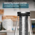 OVALWARE Airtight Cold Brew Iced Coffee Maker Pitcher (& Iced Tea Maker) with Spout – 1.5L/ 51oz Brewing Glass Carafe with Removable Stainless Steel Filter